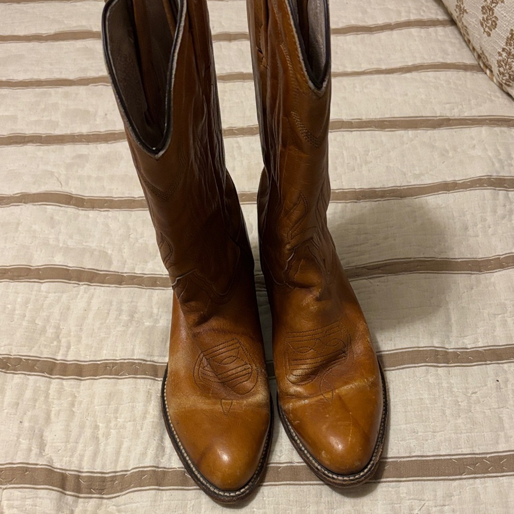 Women’s Vintage Frye Tan Leather Western Boots Size 9B - Picture 5 of 8
